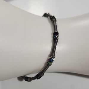 Magnetic Hematite Bead Bracelet with a Silver Finish and multicolor